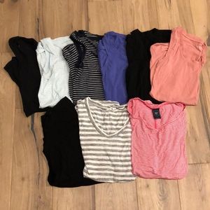 Lot of 9 maternity tees and tanks.